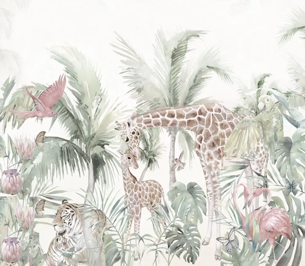 Custom 3d wallpaper mural Nordic hand-painted forest animal giraffe wallpaper children's room background wall papel de pared
Custom 3d wallpaper mural Nordic hand-painted forest animal giraffe wallpaper children's room background wall papel de pared