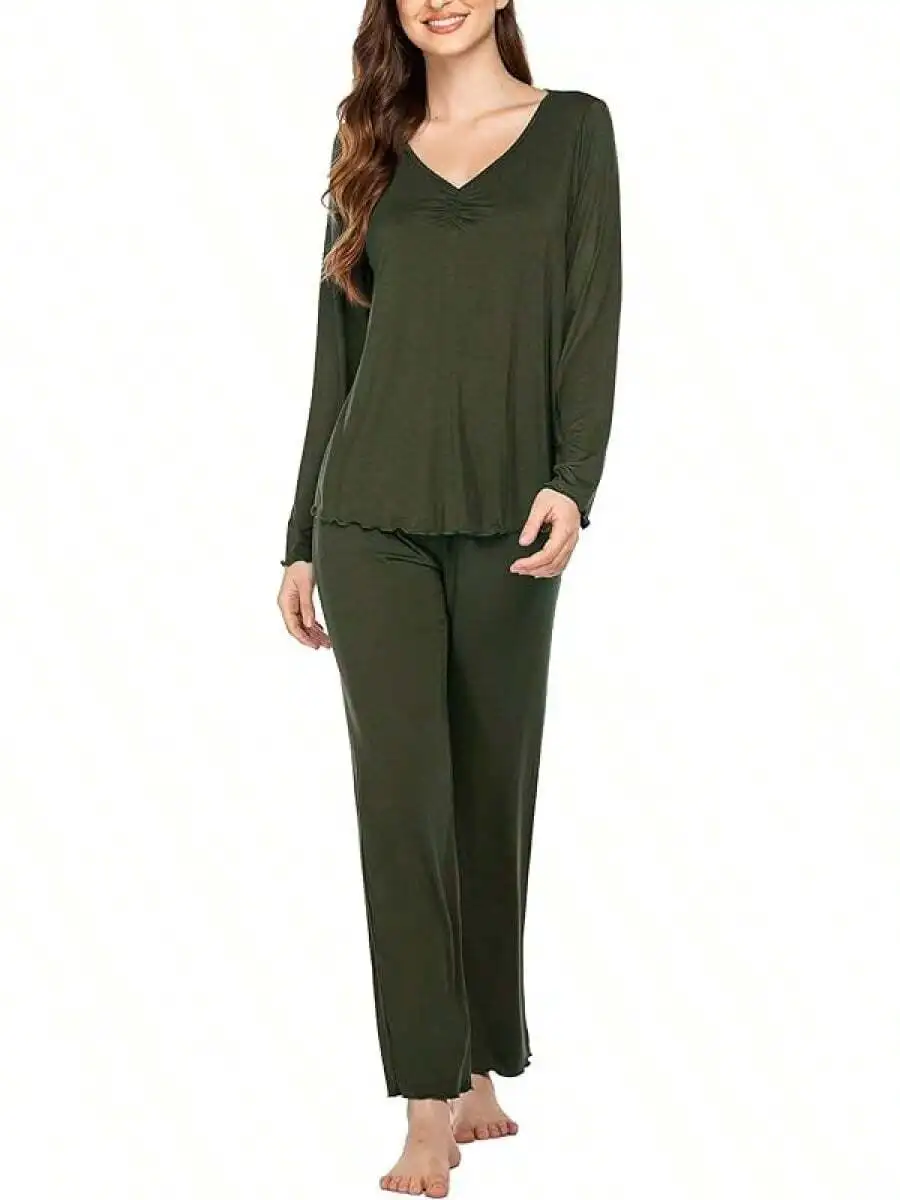 Womens 2 Piece Lounge Set Long Sleeve Pajama Top And Pants Soft Sleepwear
Womens 2 Piece Lounge Set Long Sleeve Pajama Top And Pants Soft Sleepwear