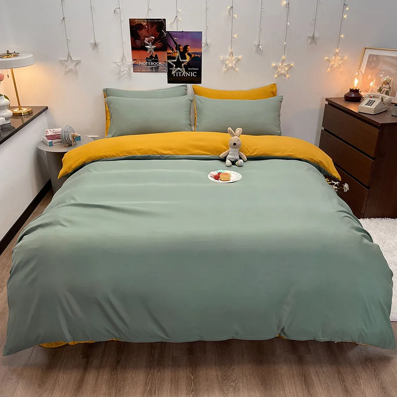 solid color household four-piece set, polished quilt cover, bed sheet, student dormitory three-piece set
solid color household four-piece set, polished quilt cover, bed sheet, student dormitory three-piece set