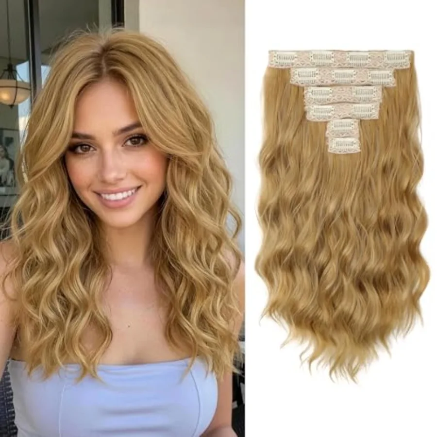 Short Hair Extensions 6PCS 14 Inch Wavy Curly Hairpieces Synthetic Soft Lace Weft Clip in Hair Extensions-Warm Honey Blonde for
Short Hair Extensions 6PCS 14 Inch Wavy Curly Hairpieces Synthetic Soft Lace Weft Clip in Hair Extensions-Warm Honey Blonde for