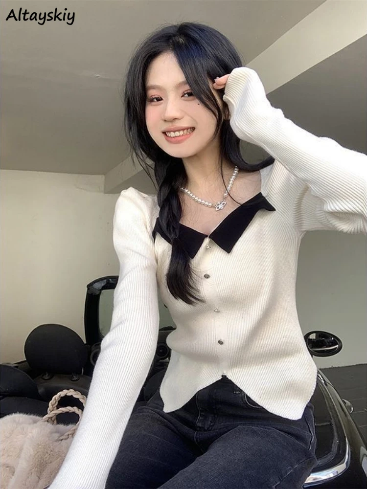 Pullovers Women Spring Long Sleeve Square Collar Contrast Collar French Style Slim Elegant Ladies Sexy Cropped Tops Ins Fashion
Pullovers Women Spring Long Sleeve Square Collar Contrast Collar French Style Slim Elegant Ladies Sexy Cropped Tops Ins Fashion
