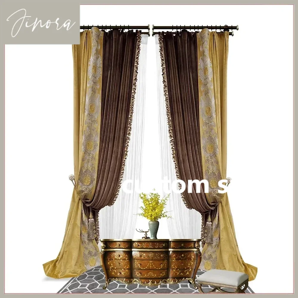 European Retro Villa Blackout Luxury Curtain For Living Room Bedroom Tulle Solid Color Stitching Embroidery Size Custom Velvet
European Retro Villa Blackout Luxury Curtain For Living Room Bedroom Tulle Solid Color Stitching Embroidery Size Custom Velvet