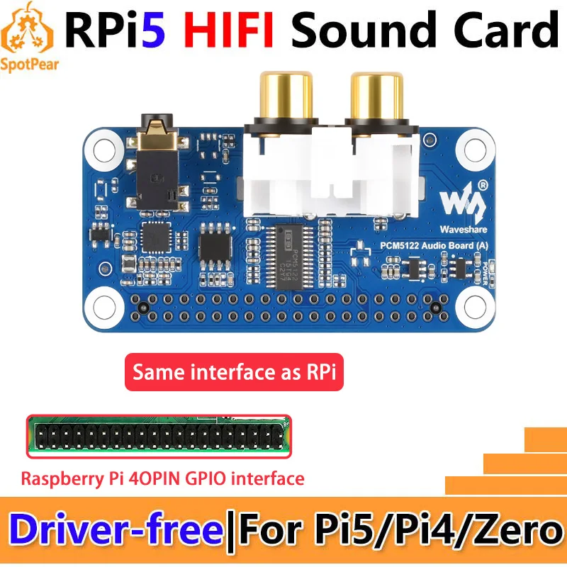 Raspberry Pi PCM5122 I2S DAC HIFI Sound Card DAC Audio expansion Board Free-Driver For PI5/PI4/Zero PCM5122 Audio Board (A)
Raspberry Pi PCM5122 I2S DAC HIFI Sound Card DAC Audio expansion Board Free-Driver For PI5/PI4/Zero PCM5122 Audio Board (A)