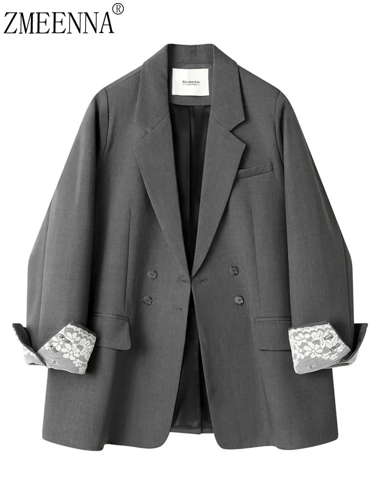 ZMEENNA Women's Elegant Oversized Blazer Double Breasted Suit Jacket With Lace Cuffs Loose Fit Casual Stylish Modern Chic ZM1073
ZMEENNA Women's Elegant Oversized Blazer Double Breasted Suit Jacket With Lace Cuffs Loose Fit Casual Stylish Modern Chic ZM1073