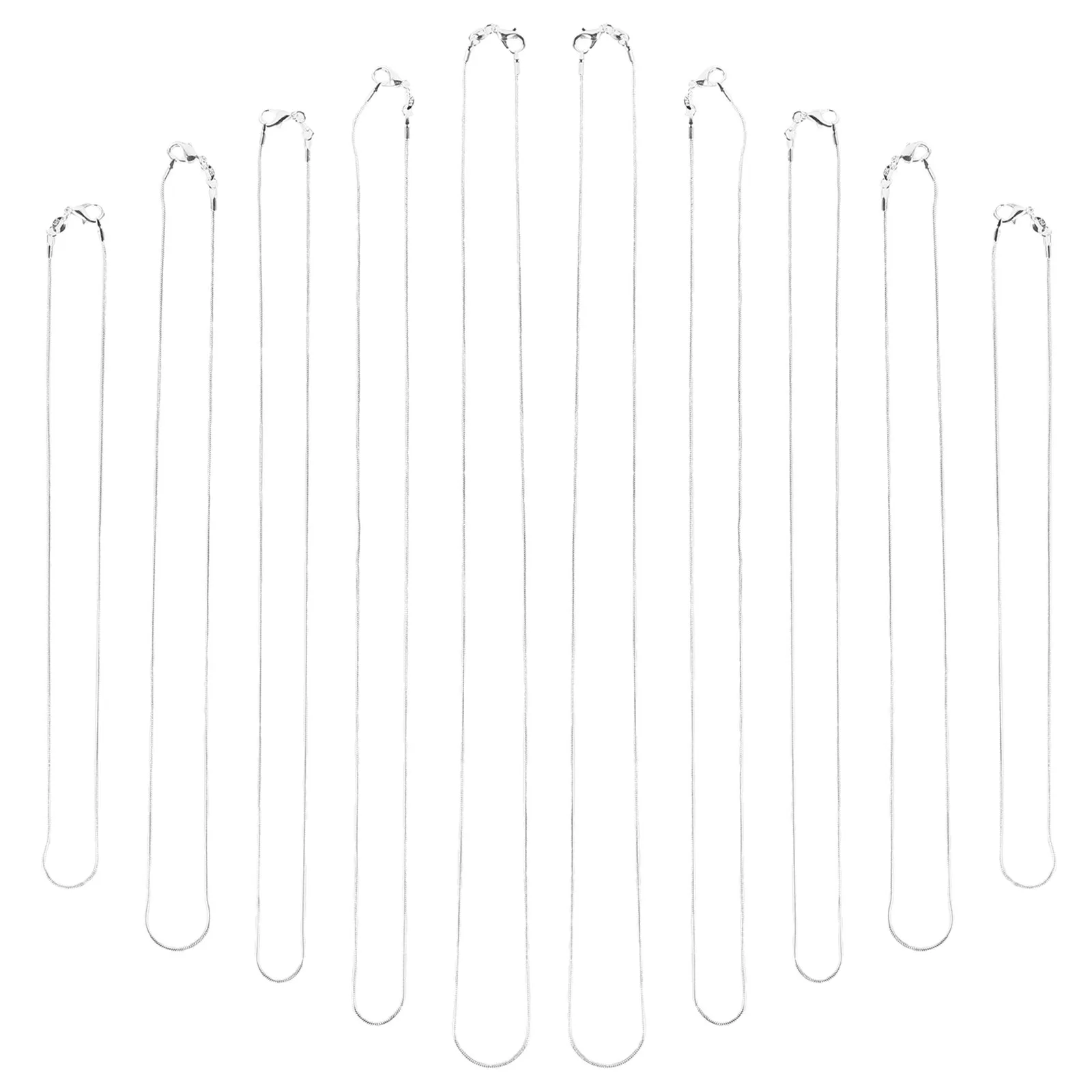 10Pcs Silver Plated Snake Chain Necklace 5 Lengths 16 18 20 22 Inch Strong Shiny Thin Chain for Jewelry Making Pendant Necklaces
10Pcs Silver Plated Snake Chain Necklace 5 Lengths 16 18 20 22 Inch Strong Shiny Thin Chain for Jewelry Making Pendant Necklaces