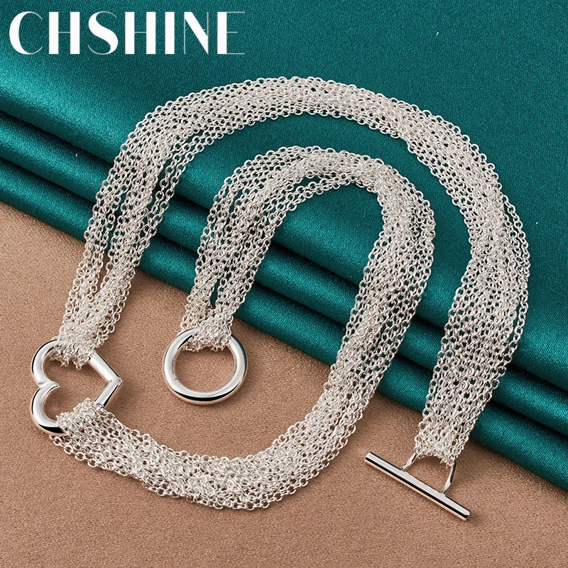 CHSHINE 925 Sterling Silver Multi O-Chain Heart Necklace For Women Wedding Engagement Fashion Party Charm Jewelry
CHSHINE 925 Sterling Silver Multi O-Chain Heart Necklace For Women Wedding Engagement Fashion Party Charm Jewelry