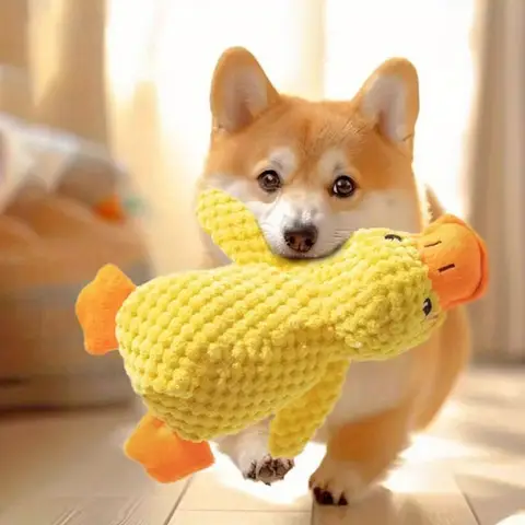 Dog Toy Plush,Sleeping Duck With Sound Pet Interactive Plush Bite Resistant Teeth Grinding Puppy Cat Relieve Boredom Pet Product