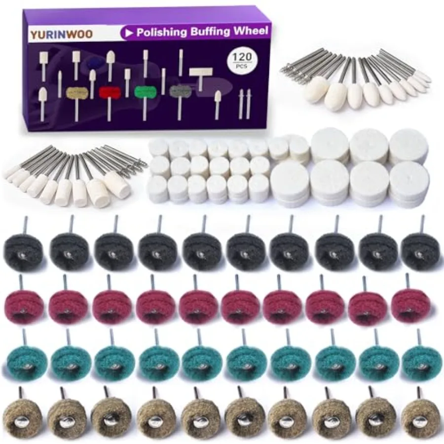 120 PCS Polishing Kit for Dremel Abrasive Buffing Wheels 1/8 Inch Shank Rotary Tool Accessories Polishing Bits for Metal Wood W
120 PCS Polishing Kit for Dremel Abrasive Buffing Wheels 1/8 Inch Shank Rotary Tool Accessories Polishing Bits for Metal Wood W