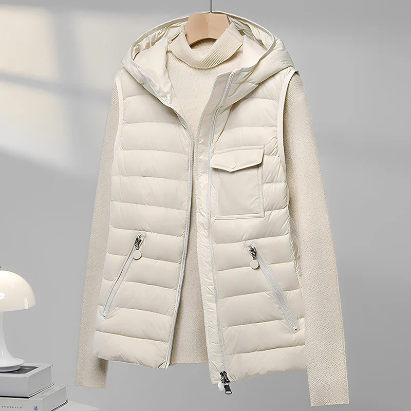 2026 New Winter Lightweight Hooded Fluffy Puffer Vest Women Zipper Pockets 90% White Duck Down Short Sleeveless Waistcoat
2026 New Winter Lightweight Hooded Fluffy Puffer Vest Women Zipper Pockets 90% White Duck Down Short Sleeveless Waistcoat