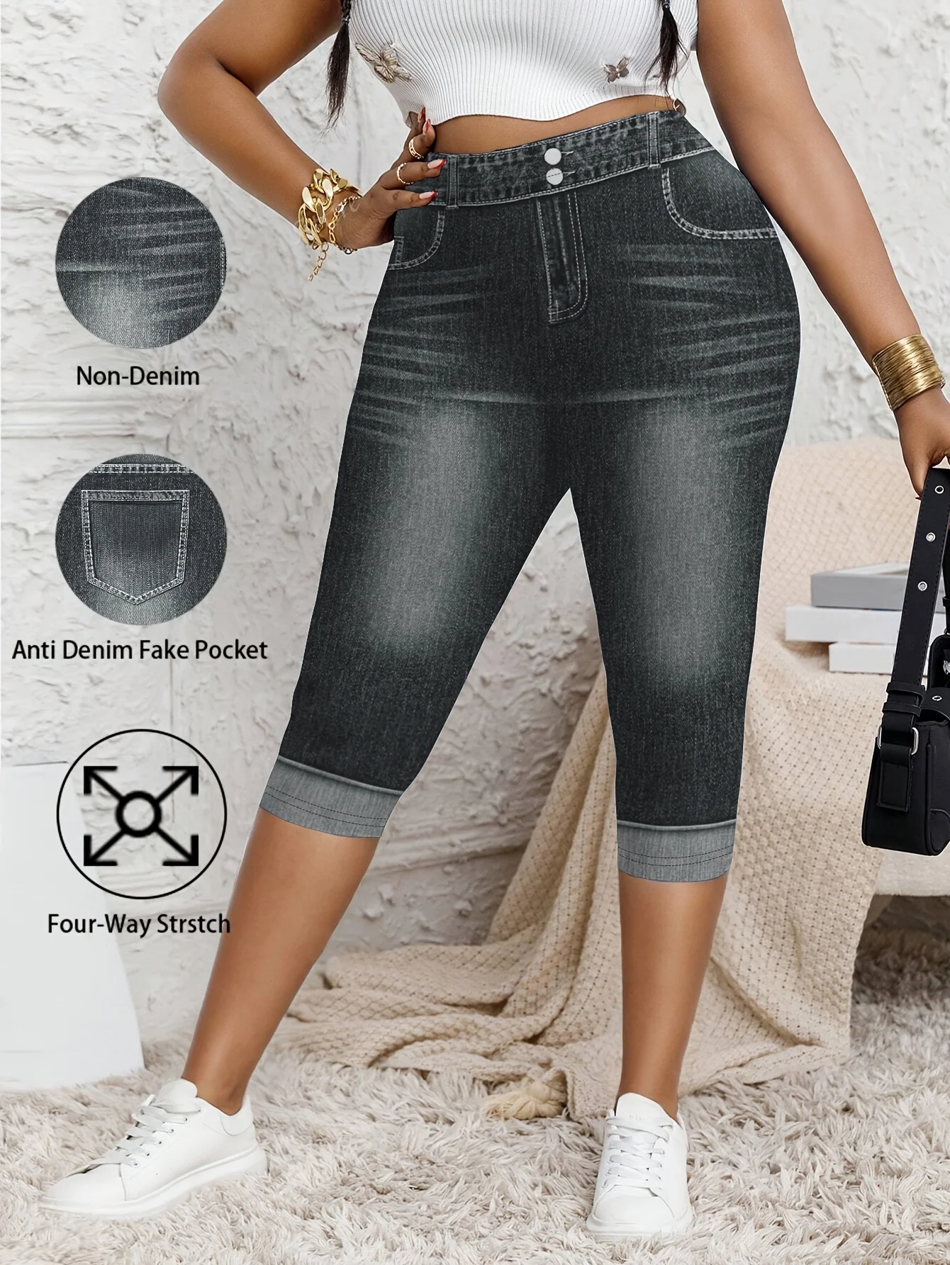 Plus Size High Waist Capri Pants, Sleek Slimming Jeggings for Curvy Women, Ultra Soft Stretchy 3/4 Length Casual Trousers
Plus Size High Waist Capri Pants, Sleek Slimming Jeggings for Curvy Women, Ultra Soft Stretchy 3/4 Length Casual Trousers