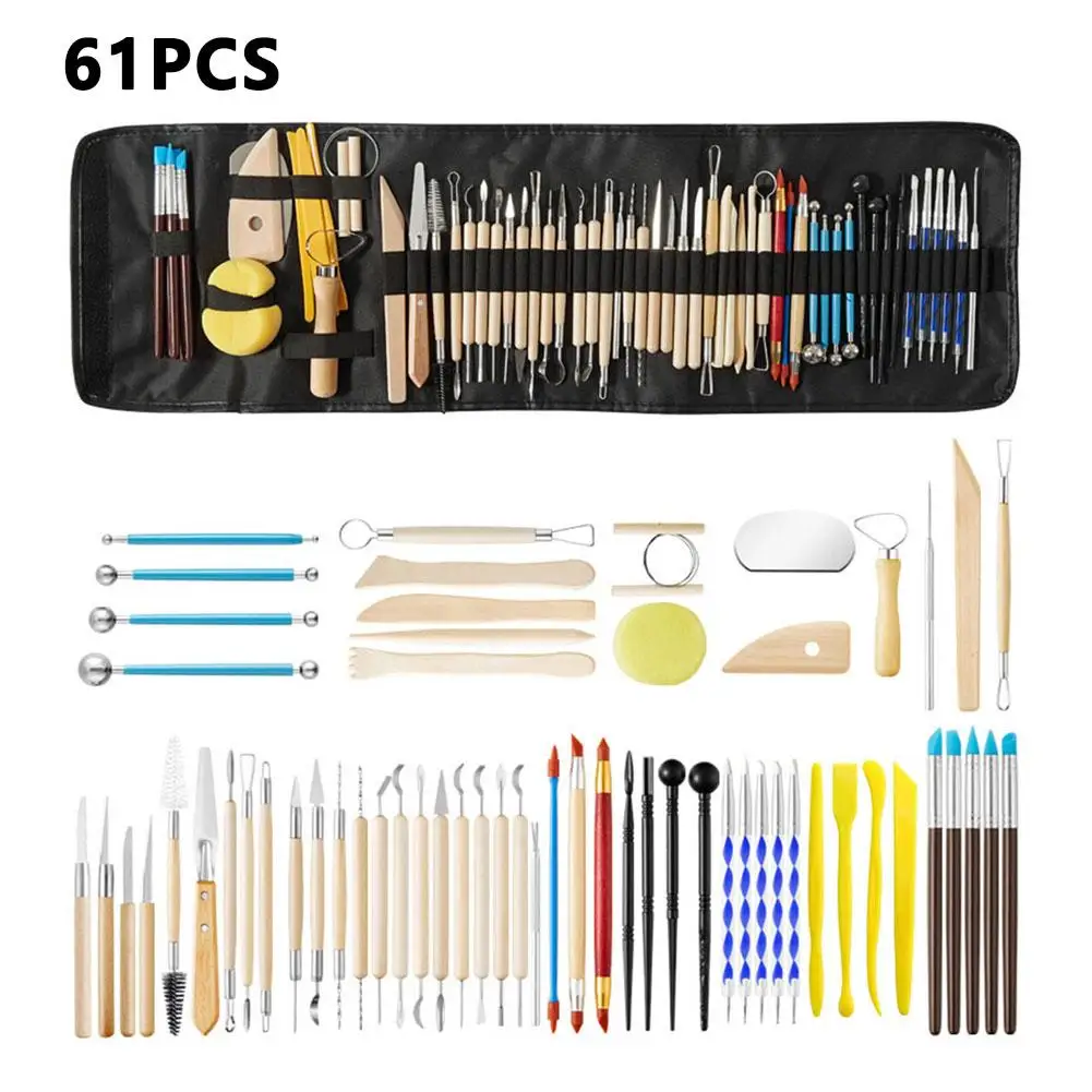 61Pcs Pottery Clay Tools Kit, Polymer Clay Sculpting Tools, Air Clay Tools Set for Ceramic Craft, Carving, Modeling, Shaping
61Pcs Pottery Clay Tools Kit, Polymer Clay Sculpting Tools, Air Clay Tools Set for Ceramic Craft, Carving, Modeling, Shaping