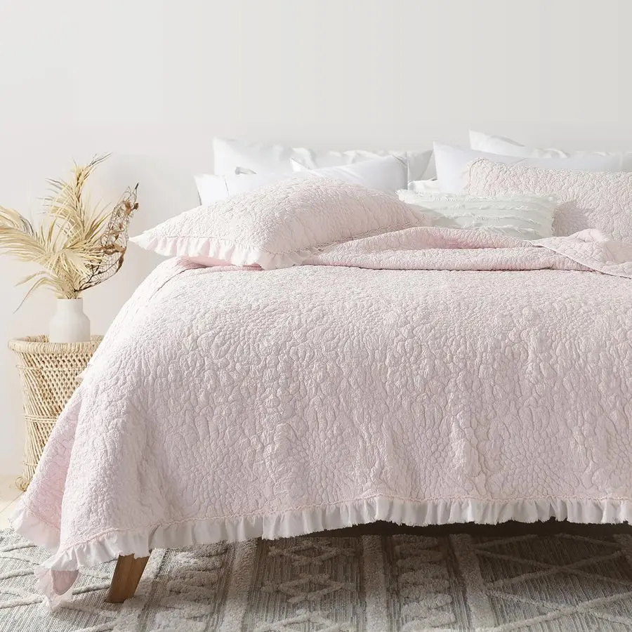 Pink Ruffled Quilt Queen Size, StoneWashed Microfiber Lightweight Crinkled Farmhouse Rustic Shabby Chic Bedding Set, 3 Pieces Re
Pink Ruffled Quilt Queen Size, StoneWashed Microfiber Lightweight Crinkled Farmhouse Rustic Shabby Chic Bedding Set, 3 Pieces Re