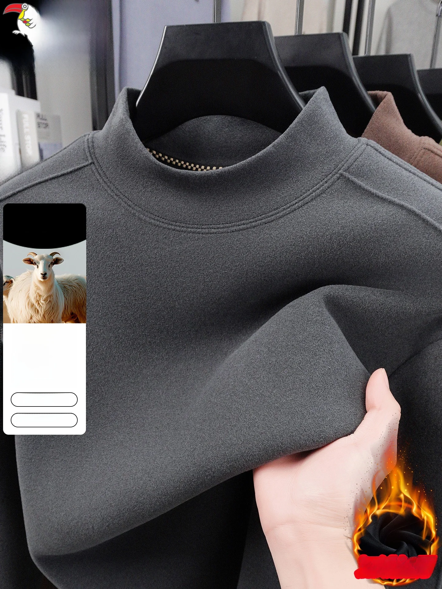 Men's Double-sided Fce Sweatirt Thiened f-high Collar Inner Wear Winter Faion Ci Sle Long Sve Regular Fit
Men's Double-sided Fce Sweatirt Thiened f-high Collar Inner Wear Winter Faion Ci Sle Long Sve Regular Fit