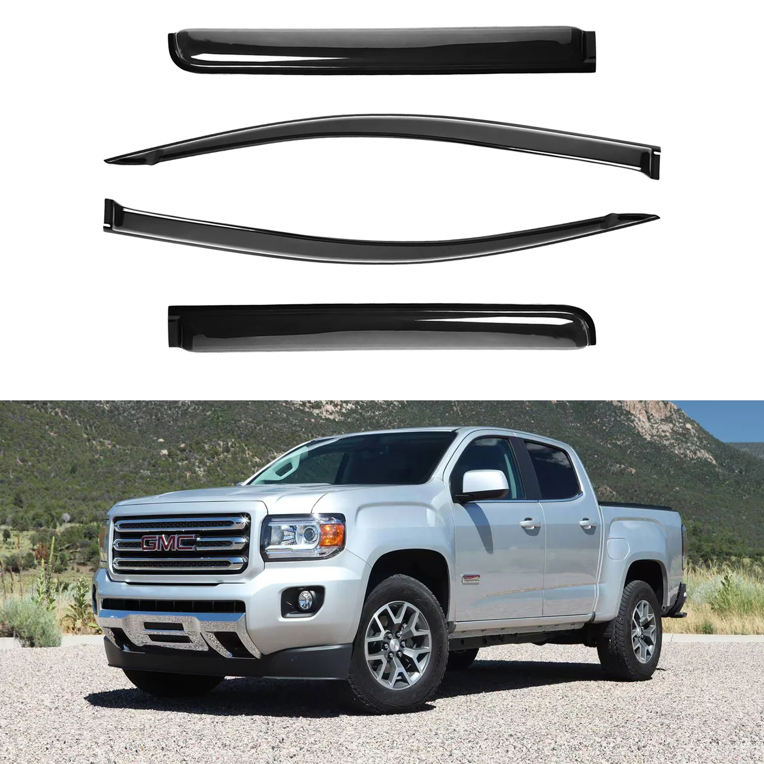 For Chevrolet Colorado Crew Cab 2015-2022 / GMC Canyon Crew Cab 2015-2022 Tinted 4pcs Set Wind Deflectors Window Visors No Drain Channel 1.5MM Thick
For Chevrolet Colorado Crew Cab 2015-2022 / GMC Canyon Crew Cab 2015-2022 Tinted 4pcs Set Wind Deflectors Window Visors No Drain Channel 1.5MM Thick