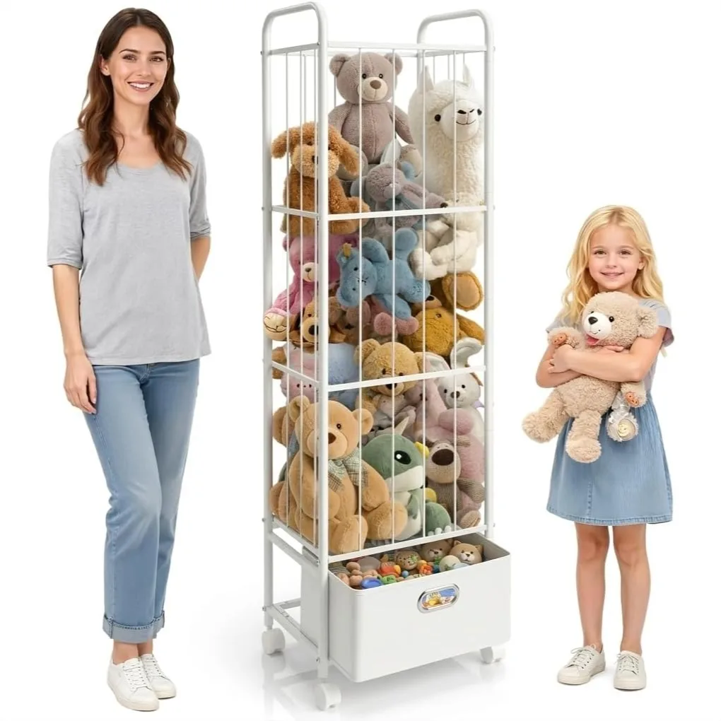 Stuffed Animal Storage with Wheels, Tall Vertical Plush Toy Organizer for Nursery Playroom Corner
Stuffed Animal Storage with Wheels, Tall Vertical Plush Toy Organizer for Nursery Playroom Corner