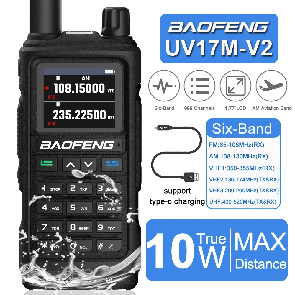 Baofeng UV-17 MAX V2 Рация Шестидиапазонная беспроводная копировальная частота дальнего действия 999CH NOAA Высокая мощность Type-C Ham Двусторонняя радиостанция
Baofeng UV-17 MAX V2 Рация Шестидиапазонная беспроводная копировальная частота дальнего действия 999CH NOAA Высокая мощность Type-C Ham Двусторонняя радиостанция