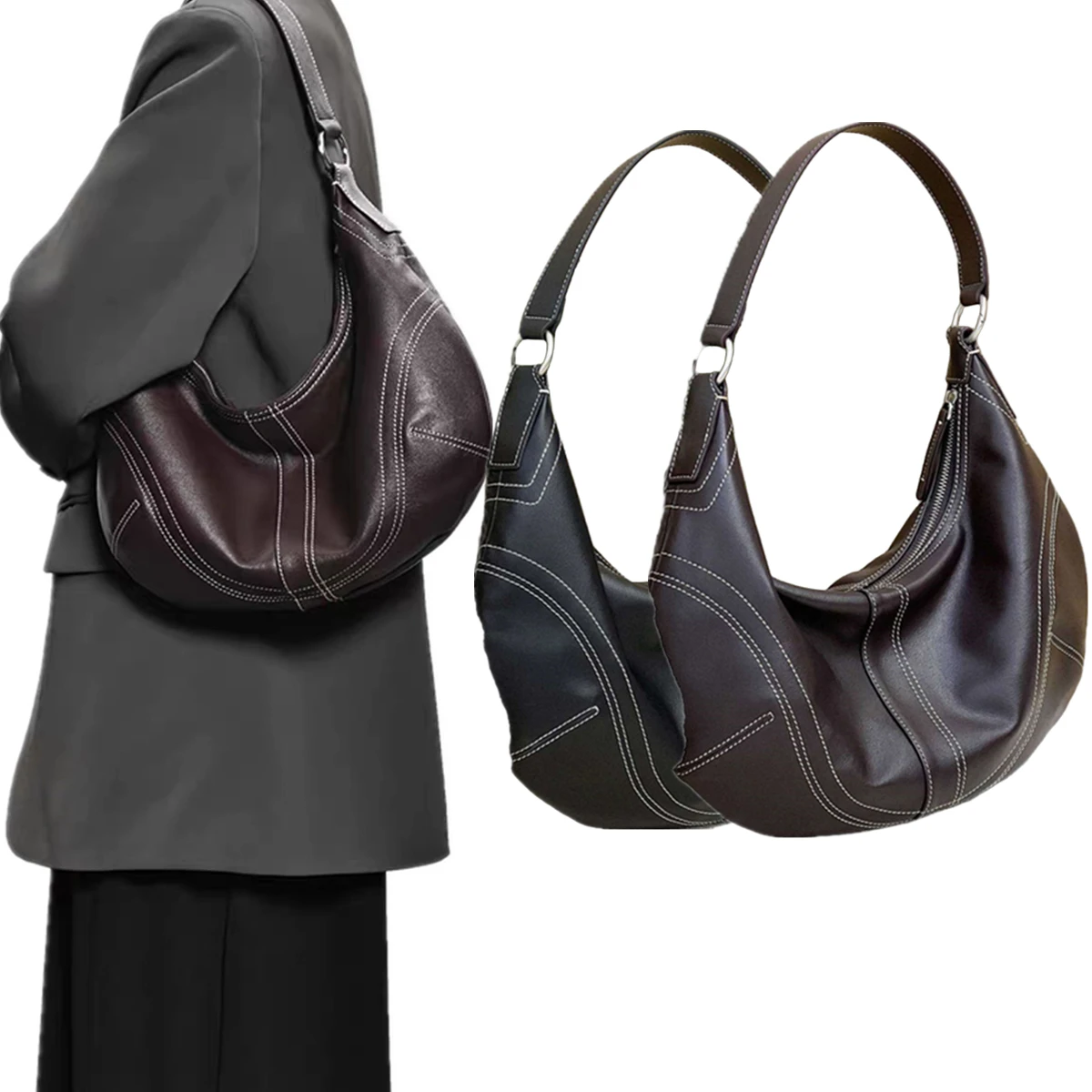 Jenny&Dave Ins Fashion Blogger Nordic Minimalist Calfskin Baseball Bag Lazy Retro Shoulder Messenger Bag Large Capacity Underarm 
Jenny&Dave Ins Fashion Blogger Nordic Minimalist Calfskin Baseball Bag Lazy Retro Shoulder Messenger Bag Large Capacity Underarm