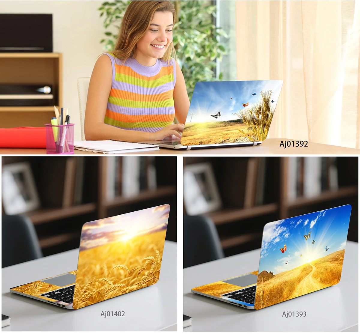 Fresh Rural Snap Style Golden Wheat Laptop Skin, Soft Sun Pastoral View Waterproof Anti-scratch Laptop Decal
Fresh Rural Snap Style Golden Wheat Laptop Skin, Soft Sun Pastoral View Waterproof Anti-scratch Laptop Decal