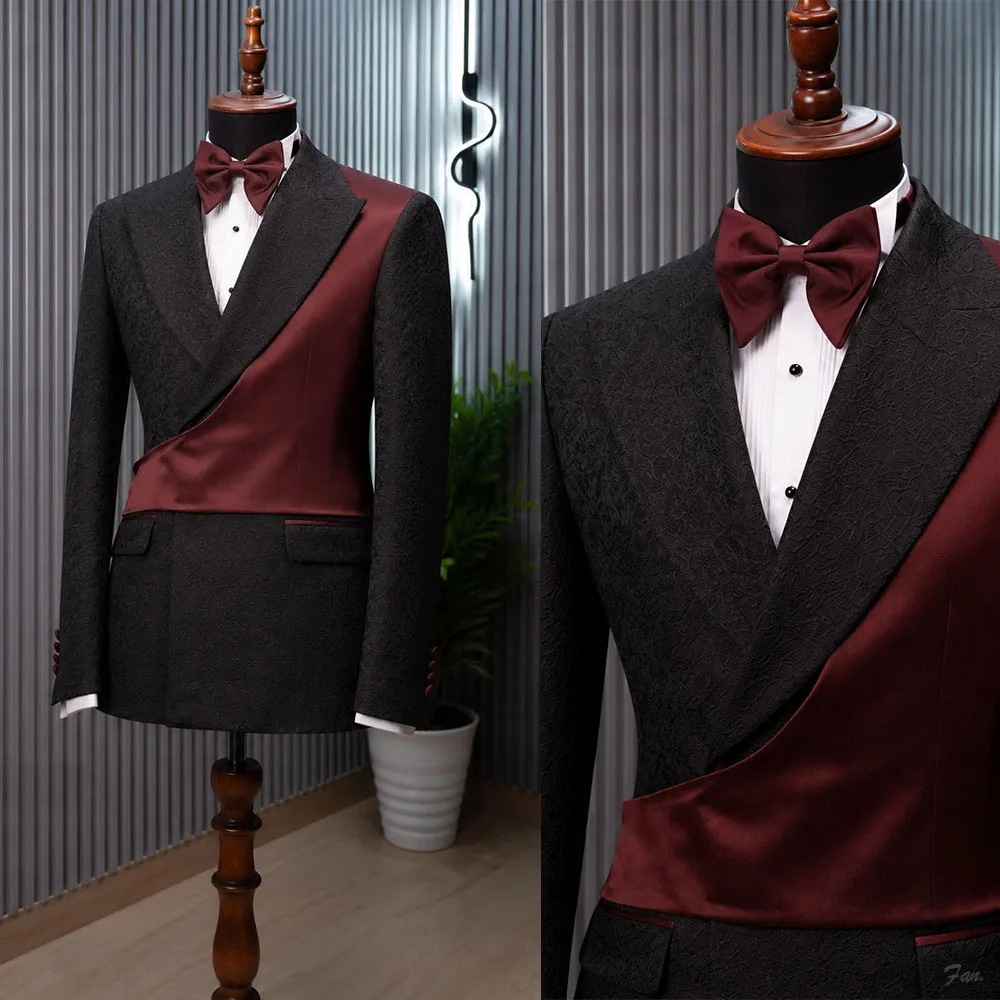 Luxury Asymmetrical Shawl Lapel Men's Tuxedo Jacket Jacquard Fabric Burgundy Satin Panel Stage Prom Blazer Custom Made M264578
Luxury Asymmetrical Shawl Lapel Men's Tuxedo Jacket Jacquard Fabric Burgundy Satin Panel Stage Prom Blazer Custom Made M264578