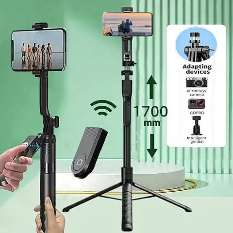 COOL DIER 1.7m Tripod for Smartphone Camera Tripod Stand with Bluetooth shutter Wireless Selfie Stick brackets with Phone Holder