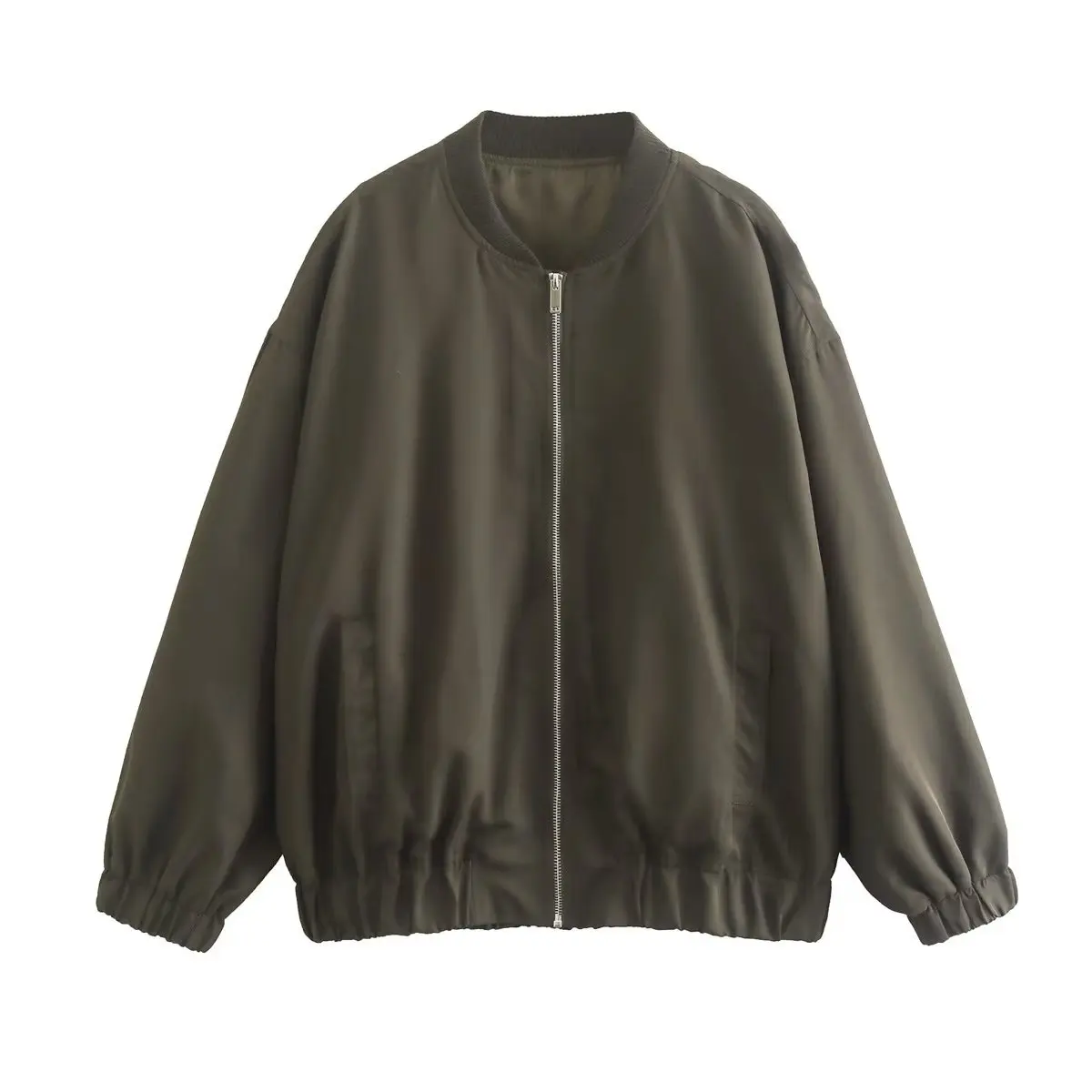 Women Fashion Solid Gray Bomber Jacket 2023 Spring Autumn Vintage Long Sleeve Zipper Female Outerwear
Women Fashion Solid Gray Bomber Jacket 2023 Spring Autumn Vintage Long Sleeve Zipper Female Outerwear