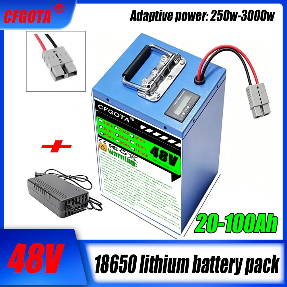 48V 20-100Ah 30A BMS Lithium Battery Pack 350W 500W 750W 3000W Motor 18650 Cell For Electric Scooter/Bicycle/Portable Power
48V 20-100Ah 30A BMS Lithium Battery Pack 350W 500W 750W 3000W Motor 18650 Cell For Electric Scooter/Bicycle/Portable Power
