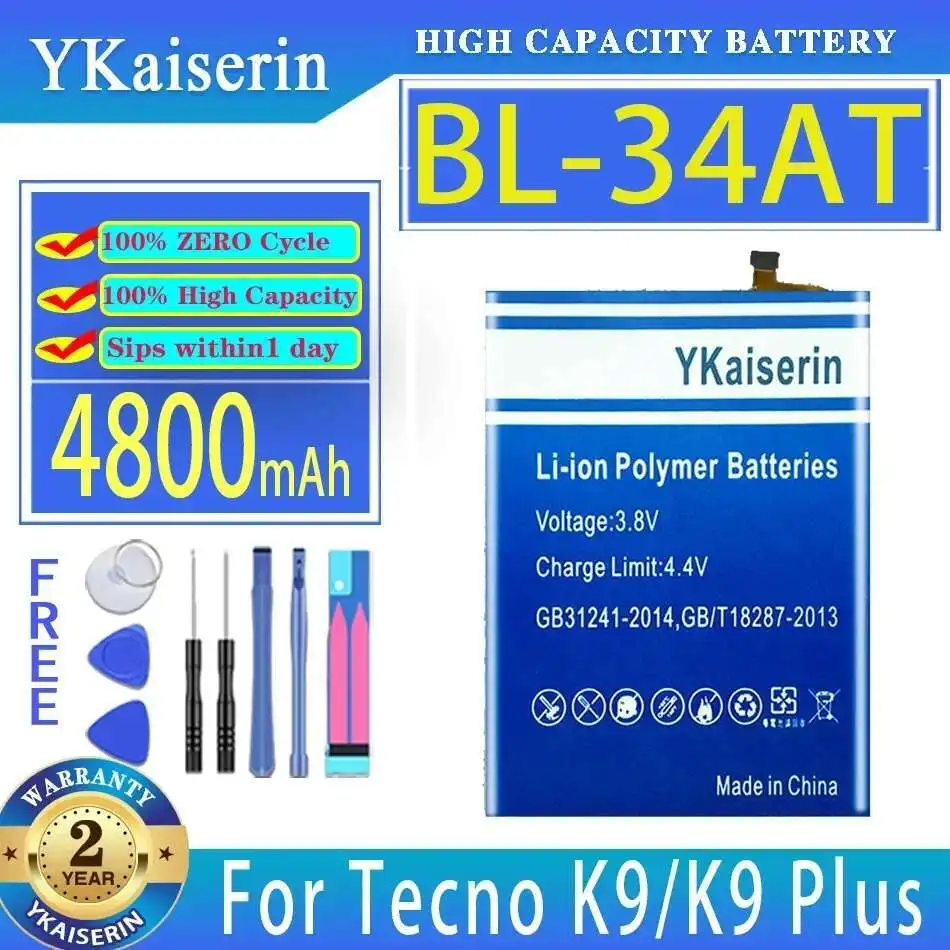 Mobile Phone Battery Lightweight Good Low-Temperature Performance For Tecno K9 Plus K9plus 4800Mah BL-34AT
Mobile Phone Battery Lightweight Good Low-Temperature Performance For Tecno K9 Plus K9plus 4800Mah BL-34AT