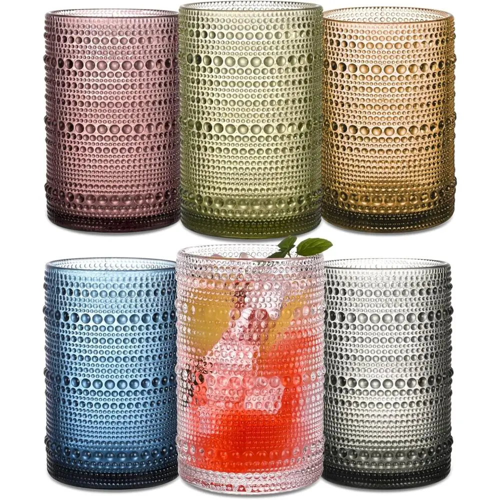 Set of 6 Vintage-Inspired 15 oz Hobnail Highball Glasses - Perfect for Cocktails, Iced Coffee, Tea, Wine, Whiskey, and Water
Set of 6 Vintage-Inspired 15 oz Hobnail Highball Glasses - Perfect for Cocktails, Iced Coffee, Tea, Wine, Whiskey, and Water