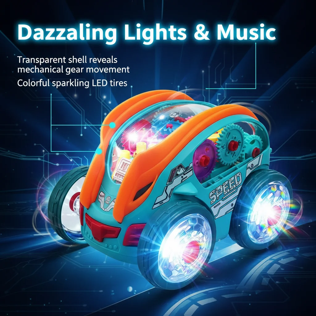 Electric Stunt Car with 360 ° Flip Dynamic Gear Car Luminous Music Car Special Music Light Toy Car Musical Car Toys for Kid Gift
Electric Stunt Car with 360 ° Flip Dynamic Gear Car Luminous Music Car Special Music Light Toy Car Musical Car Toys for Kid Gift