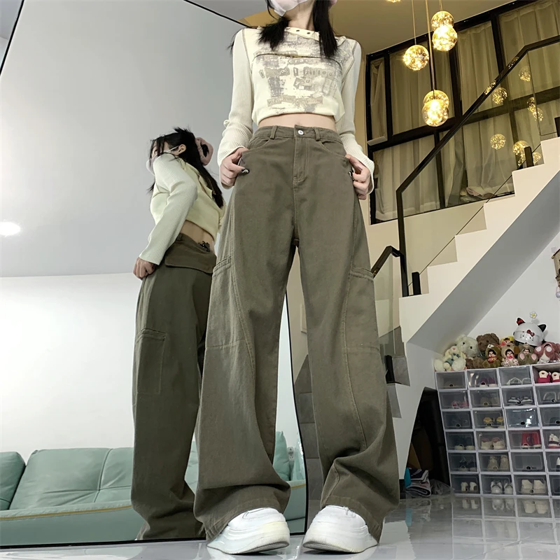 NEW Women Green Cargo Pants Streetwear High Waist Wide Leg Pants Y2K Style Vintage Female 2024 Autumn Solid Straight Trousers
NEW Women Green Cargo Pants Streetwear High Waist Wide Leg Pants Y2K Style Vintage Female 2024 Autumn Solid Straight Trousers