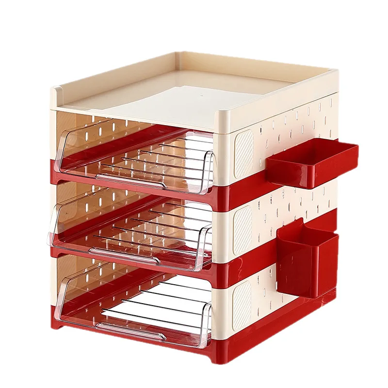 1pc Pegboard Desk Organizer, Multi-Layer Drawer Storage Rack for Books & Stationery Large Capacity Desktop Shelf