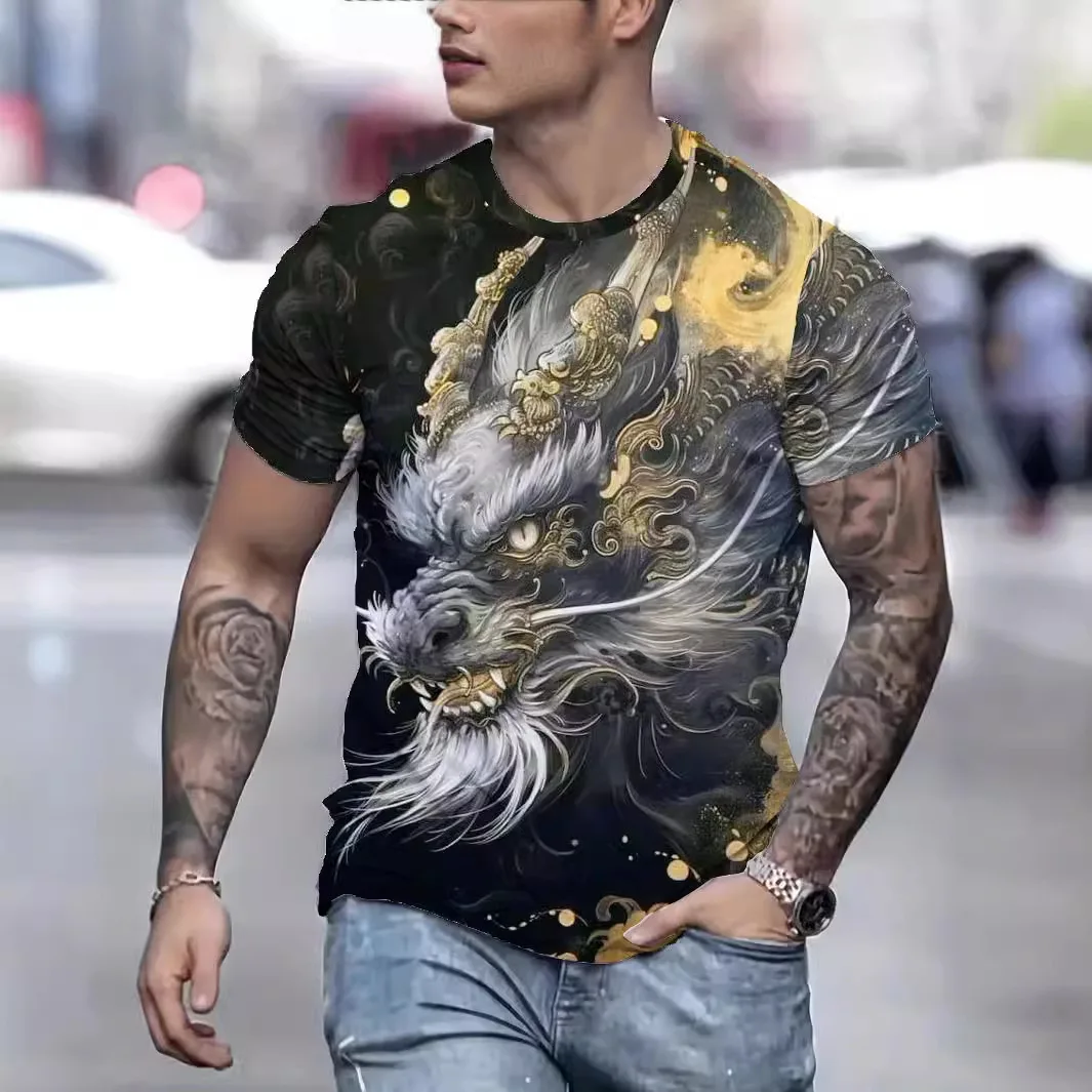 2025 new men's clothing 3D digital printing dragon pattern enlarged round neck multi-color dazzling short sleeved casual T-shirt
2025 new men's clothing 3D digital printing dragon pattern enlarged round neck multi-color dazzling short sleeved casual T-shirt