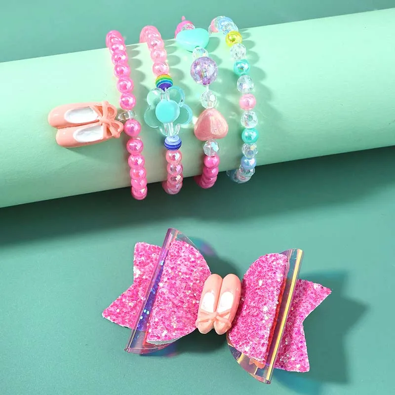 Oaoleer 5Pcs/set New Dancing Shoes Love Heart Bracelet for Girls Cute Glitter Bows Hairpin Adjustable Jewelry Accessories Gift
Oaoleer 5Pcs/set New Dancing Shoes Love Heart Bracelet for Girls Cute Glitter Bows Hairpin Adjustable Jewelry Accessories Gift