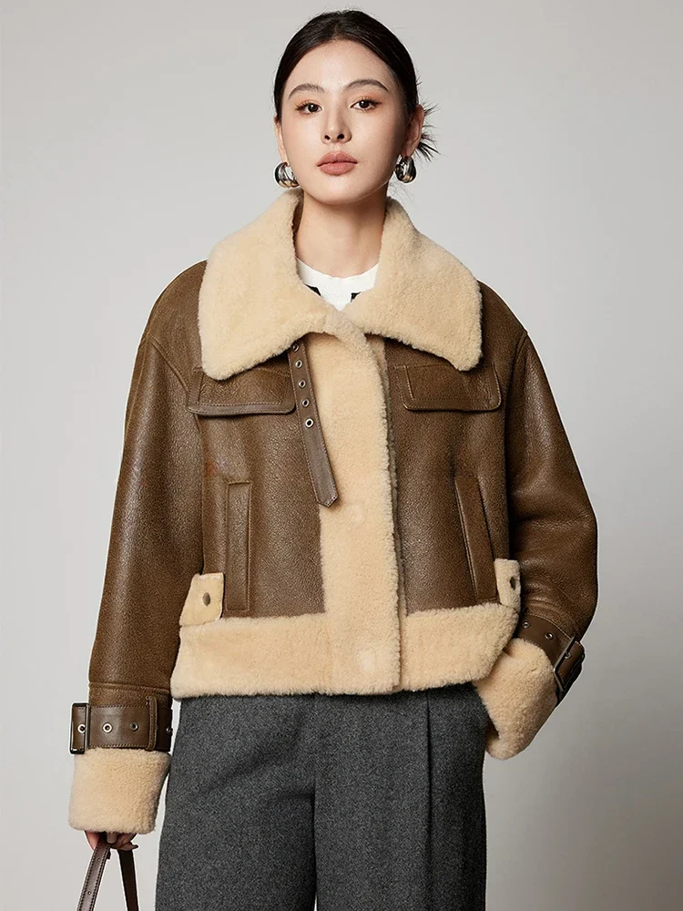 Simple Short Genuine Leather Real Fur Jacket for Women 2026 New High-end Luxury Natural Merino Sheep Fur Winter Lambswool Coats
Simple Short Genuine Leather Real Fur Jacket for Women 2026 New High-end Luxury Natural Merino Sheep Fur Winter Lambswool Coats