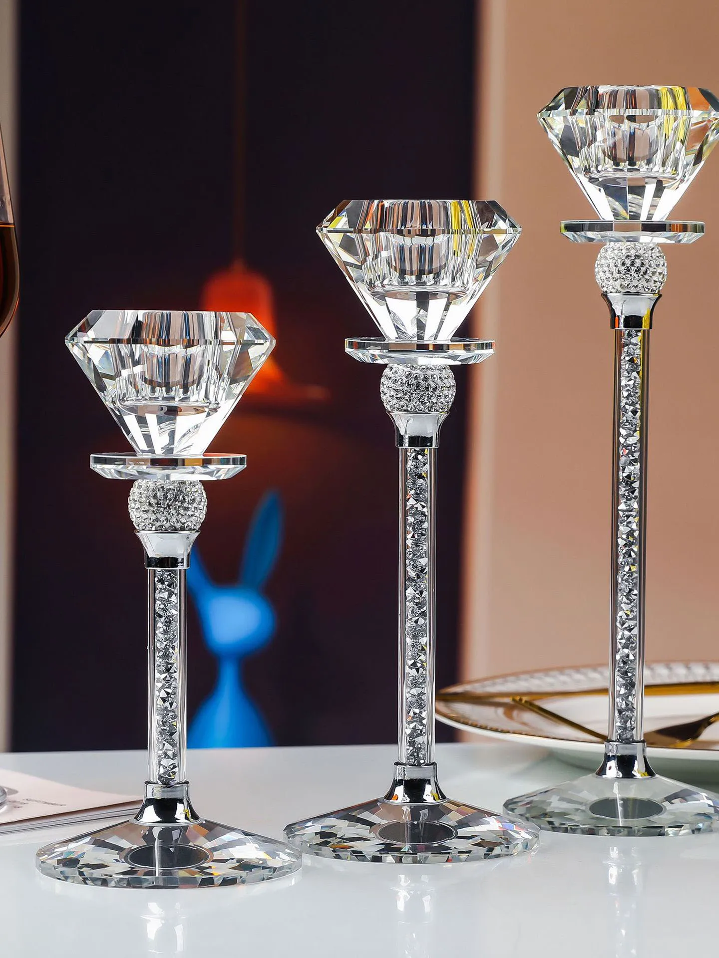 Crystal Diamond Candlestick Wedding Festival Candle Holder Candlelight Dinner Romantic Decoration Ornaments
Crystal Diamond Candlestick Wedding Festival Candle Holder Candlelight Dinner Romantic Decoration Ornaments