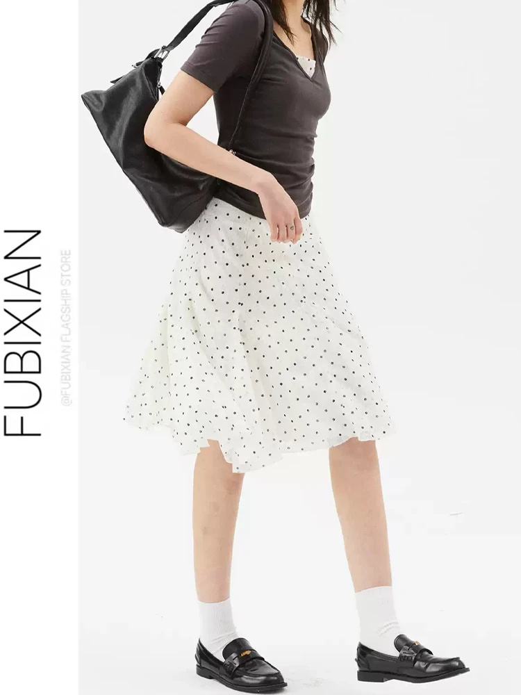 Retro A-Line Midi Skirt with Lace Trim Polka Dot Half-length Women's Loose Feel Korean Style High Waist Polyester Fabric
Retro A-Line Midi Skirt with Lace Trim Polka Dot Half-length Women's Loose Feel Korean Style High Waist Polyester Fabric