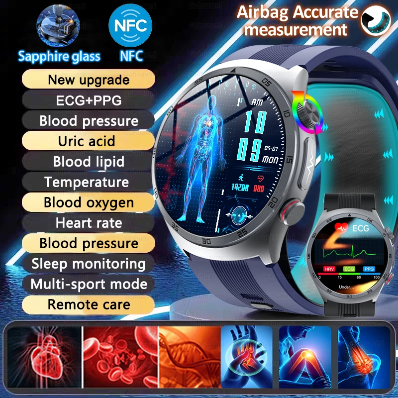 NFC Smartwatches ECG Air Pump Blood Pressure Watch Blood oxygen Sport FitnessTracking Sapphire Smart Watch for Xiaomi Huawei iOS
NFC Smartwatches ECG Air Pump Blood Pressure Watch Blood oxygen Sport FitnessTracking Sapphire Smart Watch for Xiaomi Huawei iOS