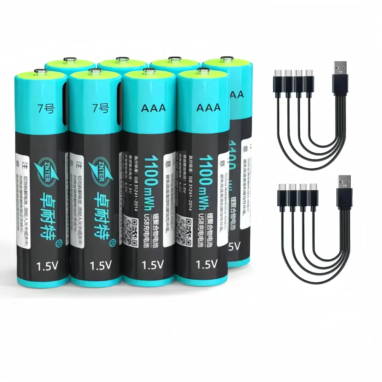 8pcs/lot ZNTER 1.5V 1100mWh AAA Rechargeable Battery USB Rechargeable Lithium Polymer Battery Fast Charging via Micro USB Cable
8pcs/lot ZNTER 1.5V 1100mWh AAA Rechargeable Battery USB Rechargeable Lithium Polymer Battery Fast Charging via Micro USB Cable
