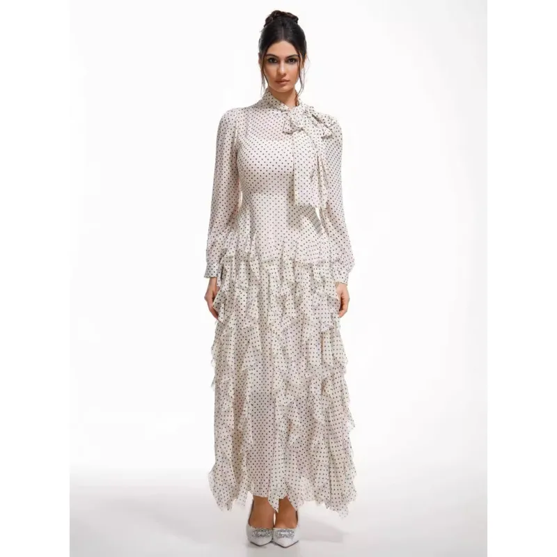 VIBE Fashion Women's Elegant Dresses Bow Polka Dot Print High Waist Long Sleeve Big Swing Ruffles Dress Female 2025 New i0sulb
VIBE Fashion Women's Elegant Dresses Bow Polka Dot Print High Waist Long Sleeve Big Swing Ruffles Dress Female 2025 New i0sulb
