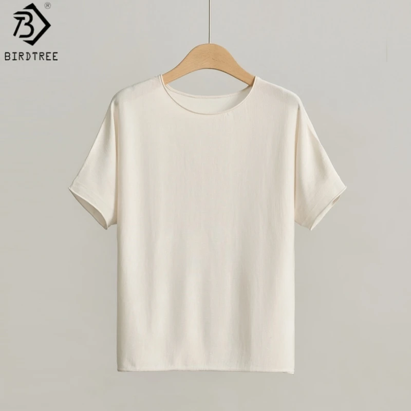 Birdtree, 100% Real Silk Loose Tshirt, O-neck Batwing Sleeve Shirt, Women's Sheer Solid Thin Tops, 2026 Summer New T64014JF
Birdtree, 100% Real Silk Loose Tshirt, O-neck Batwing Sleeve Shirt, Women's Sheer Solid Thin Tops, 2026 Summer New T64014JF