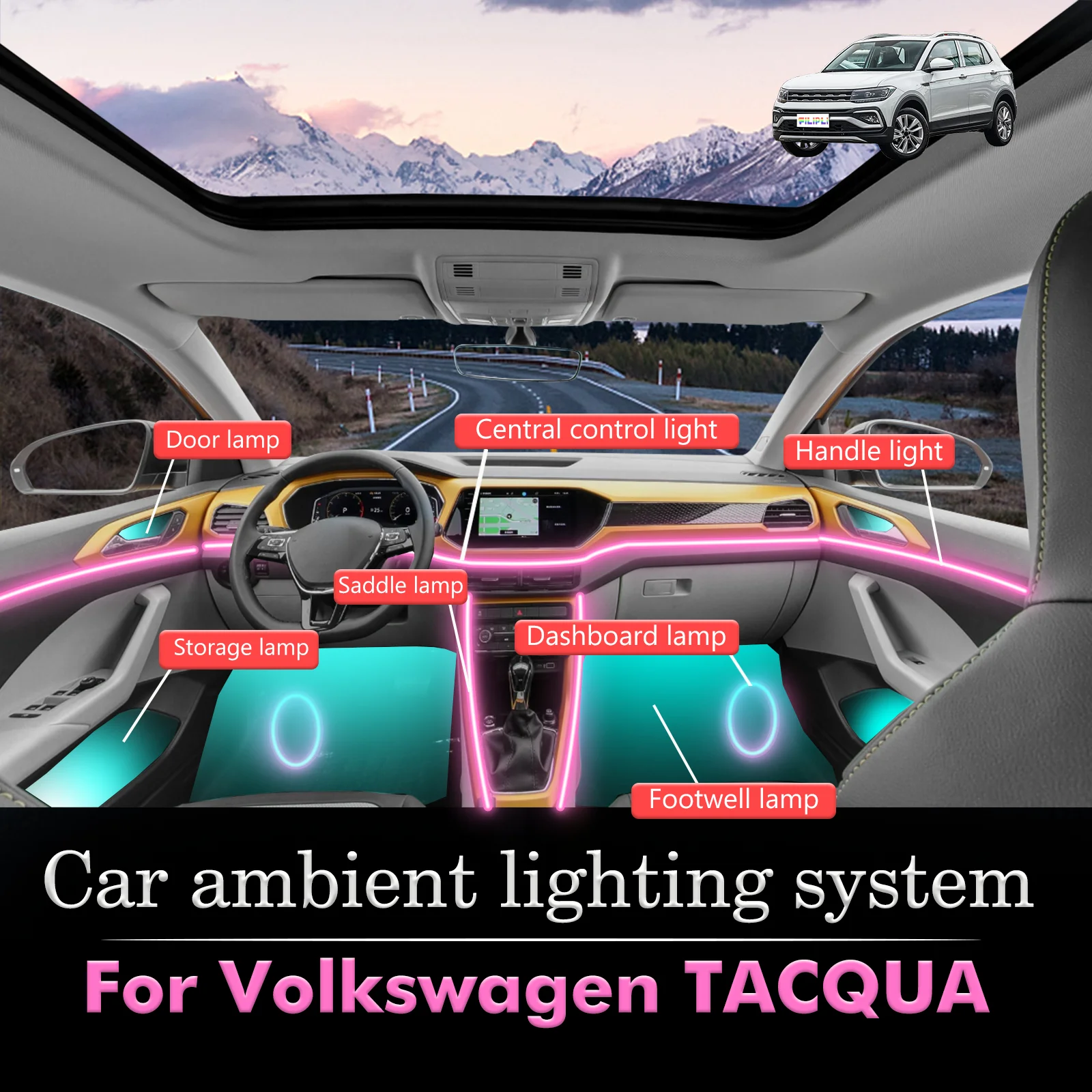 For Volkswagen TACQUA Smart Remote Control Car Interior Ambient Light RGB 64 Colors LED Energy Saving Efficient Lamp Set
For Volkswagen TACQUA Smart Remote Control Car Interior Ambient Light RGB 64 Colors LED Energy Saving Efficient Lamp Set