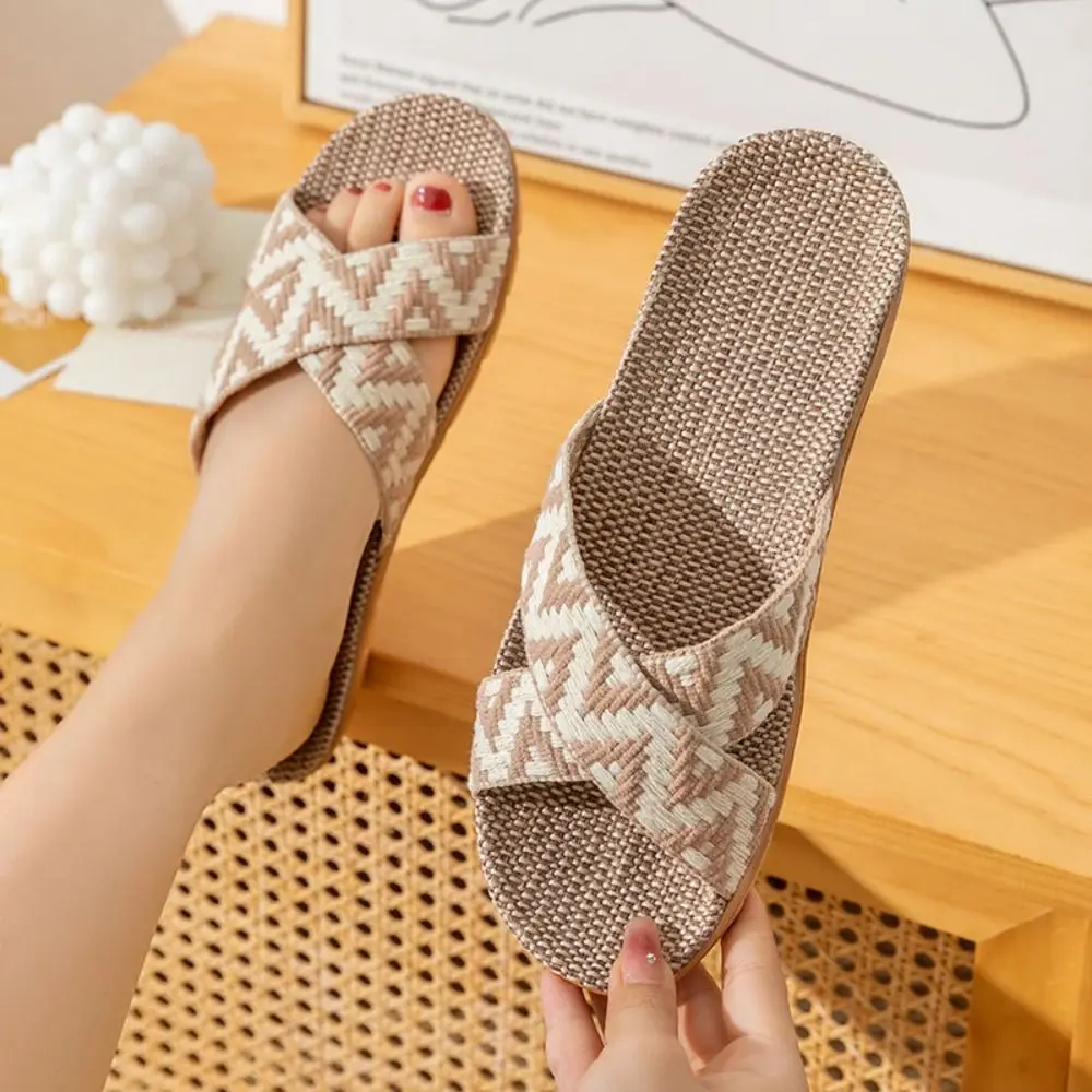 Fashion Ethnic Style Linen Cross Slippers Non-Slip Flax Patchwork Flat Slippers Shoes Soft Slides Sandals Summer
Fashion Ethnic Style Linen Cross Slippers Non-Slip Flax Patchwork Flat Slippers Shoes Soft Slides Sandals Summer