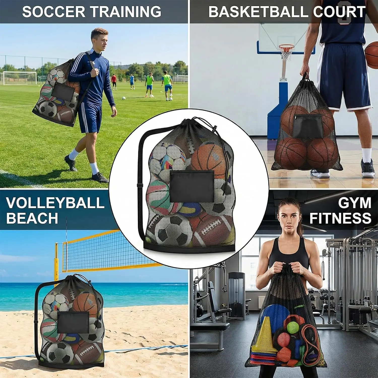 Soccer Ball Mesh Bag Backpack Football Storage Bag With Drawstring Zipper Pocket For Holding Basketball Volleyball Sports Bag
Soccer Ball Mesh Bag Backpack Football Storage Bag With Drawstring Zipper Pocket For Holding Basketball Volleyball Sports Bag