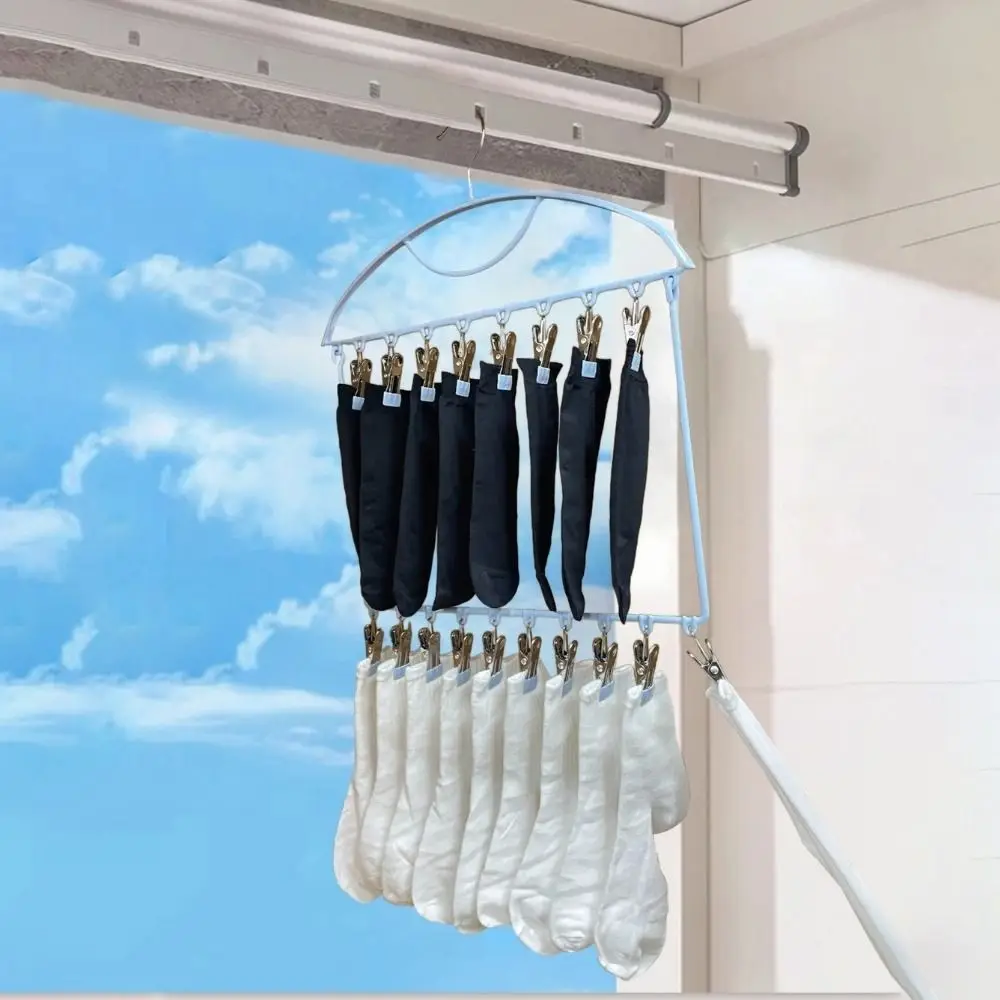 18 Clips Socks Drying Rack Large Capacity Folding Underwear Drying Clips Space Saving Stainless Steel Hanging Clothes Hanger
18 Clips Socks Drying Rack Large Capacity Folding Underwear Drying Clips Space Saving Stainless Steel Hanging Clothes Hanger