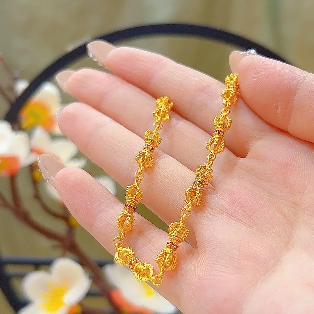 Luxury 9999 24K real gold vajra new Chinese style ancient bracelet Chinese style high-end design bracelet
Luxury 9999 24K real gold vajra new Chinese style ancient bracelet Chinese style high-end design bracelet