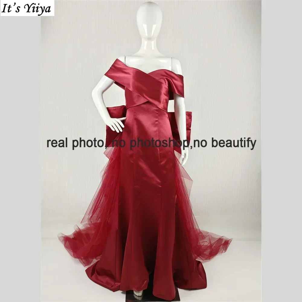 It's Yiiya Customized Real Photo Evening Dress Wine Red Satin Off the Shoulder Mermaid Floor length Plus size Party Formal Gowns
It's Yiiya Customized Real Photo Evening Dress Wine Red Satin Off the Shoulder Mermaid Floor length Plus size Party Formal Gowns