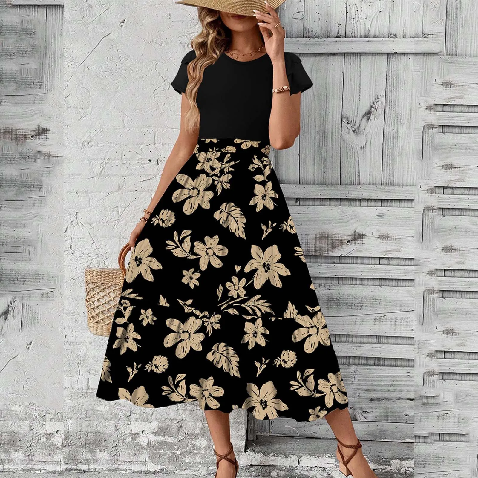 Women's Summer Floral Print Casual Dress Summer Dresses Short Sleeve New French Style Dress Fashionable Midi Sundress 2025
Women's Summer Floral Print Casual Dress Summer Dresses Short Sleeve New French Style Dress Fashionable Midi Sundress 2025