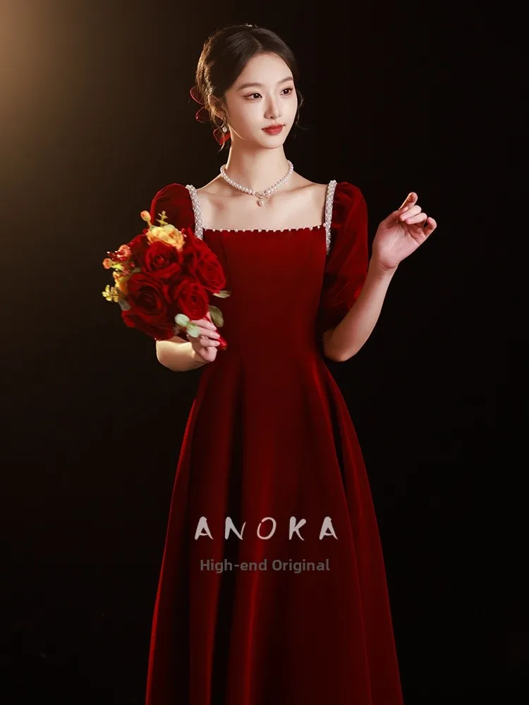 Red Velvet Wedding Dr Korean Sle A-Line Skirt ort Sve Zipper Ba Formal Evening Gown for Wedding Reception
Red Velvet Wedding Dr Korean Sle A-Line Skirt ort Sve Zipper Ba Formal Evening Gown for Wedding Reception