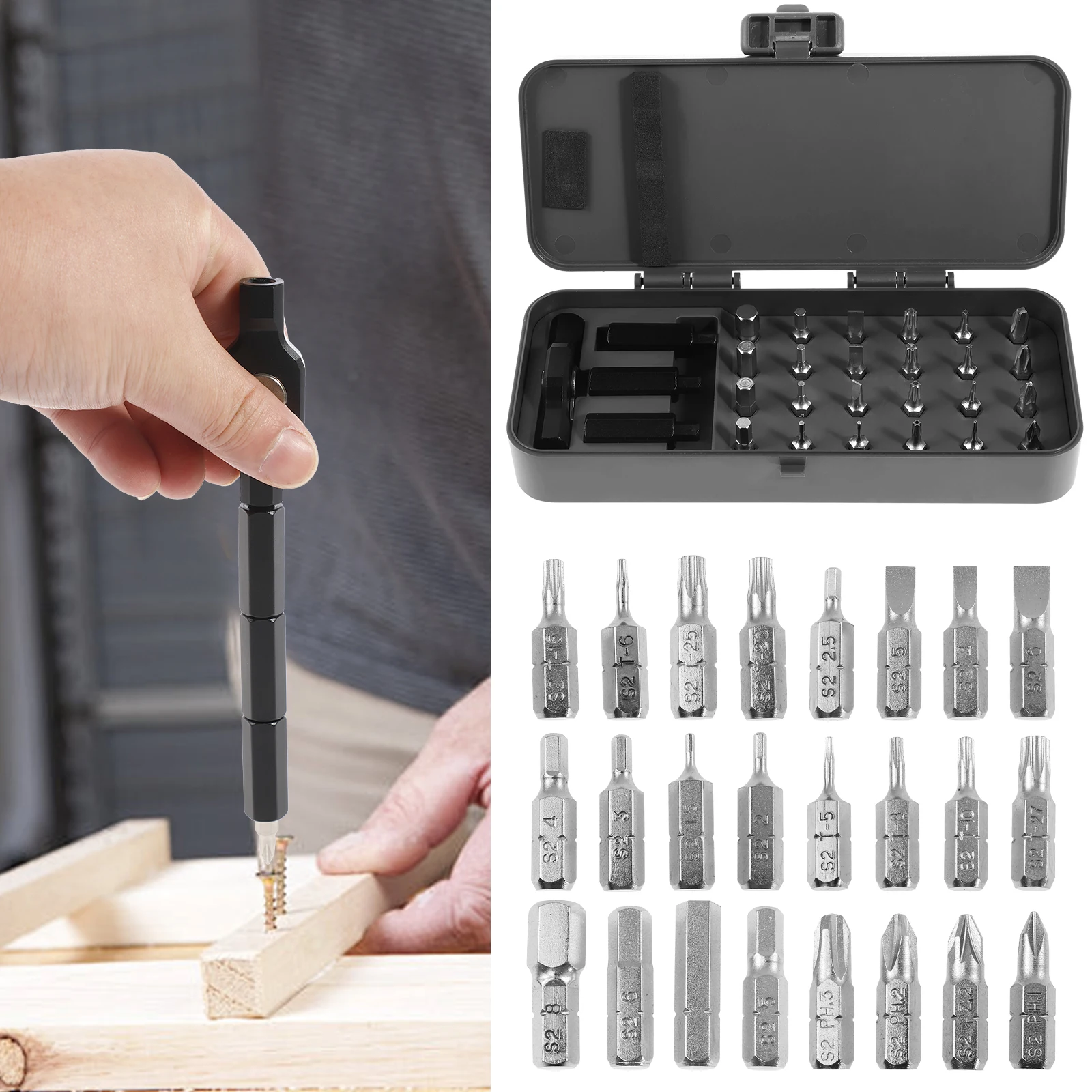 Ratchet Screwdriver Set 24 in 1 Precision Bit Set Magnetic Ratcheting Screwdriver with Detachable Handle and Compact Case for
Ratchet Screwdriver Set 24 in 1 Precision Bit Set Magnetic Ratcheting Screwdriver with Detachable Handle and Compact Case for