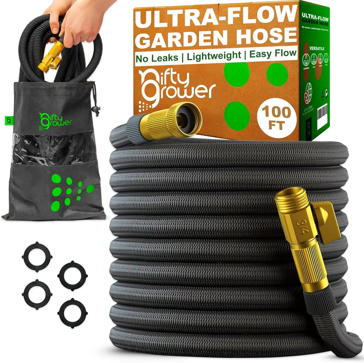 100FT Flexible Garden Hose with Brass Fittings, Lightweight & Leak-Proof for Easy Outdoor Watering
100FT Flexible Garden Hose with Brass Fittings, Lightweight & Leak-Proof for Easy Outdoor Watering